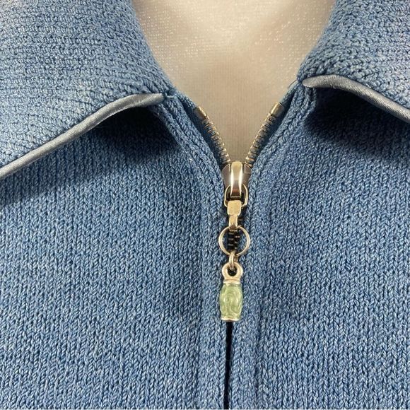 St. John Collection Brand Blue Full Zipper Knit Jacket Size 4 - Picture 12 of 13
